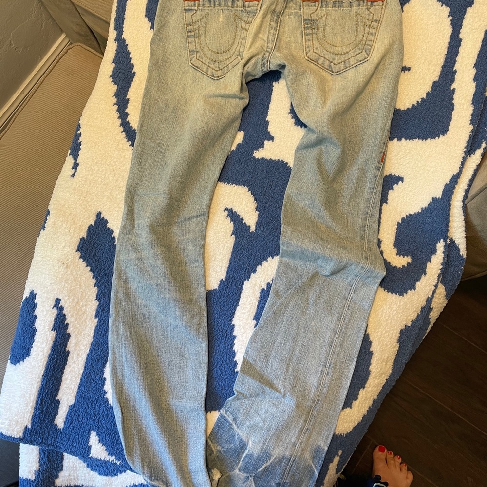 Vtg True Religion Johnny Light Denim Distressed 25 - Picture 4 of 4